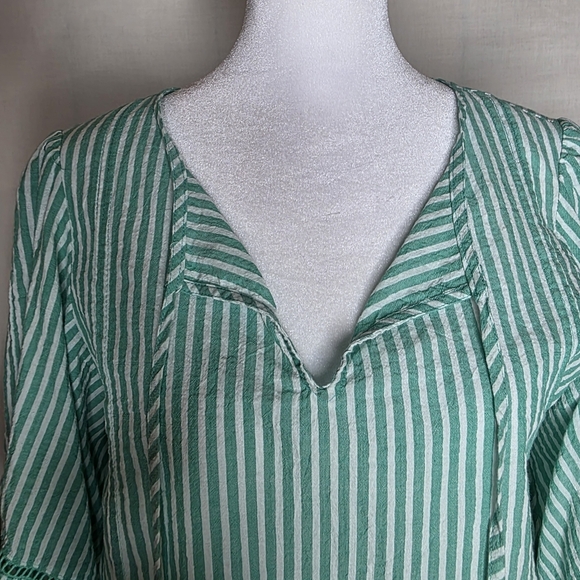 Lauren Conrad Womens Green White Striped Blouse Size Small - Picture 4 of 7